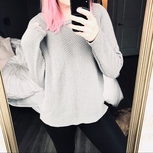 Old Navy Herringbone Textured Cozy Grey Sweater